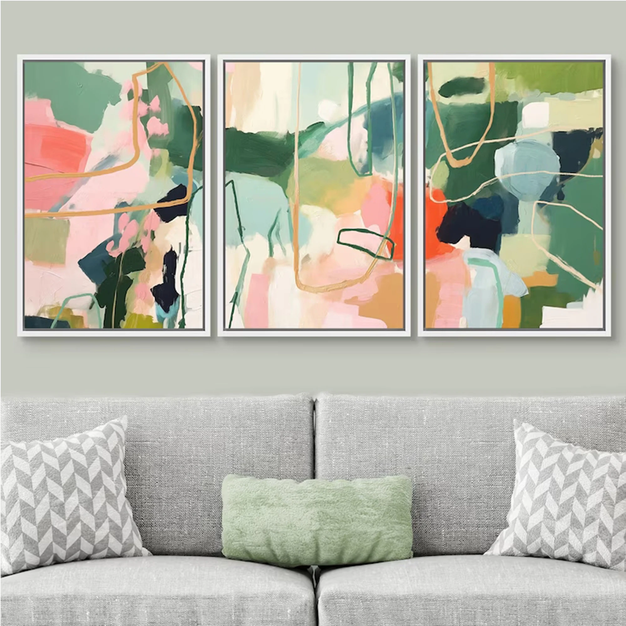 3pcs Modern Abstract Color Blocks Wall Art Print Canvas Painting Poster Picture For Living Room,Bedroom Home Decor