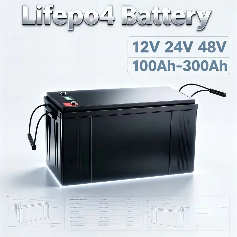 High-Capacity LiFePO4 Batteries: 12V/24V/48V 100Ah-400Ah Long-Lasting Power: 4000+ deep cycles, 10x longer than lead-acid batter