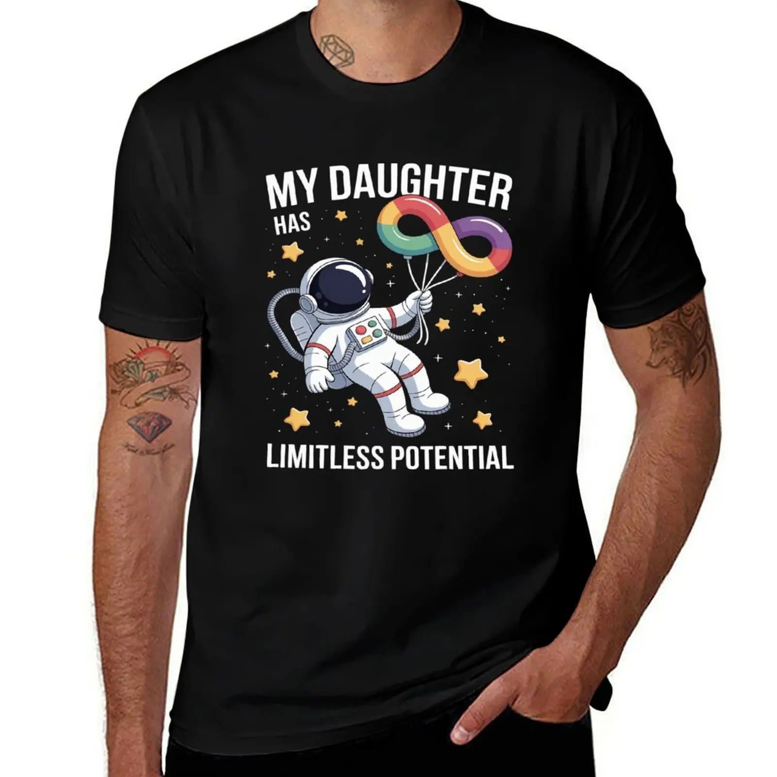 

My Daughter Has Limitless Potential Space Autism Awareness T-Shirt cheap stuff topping oversized t shirts for men