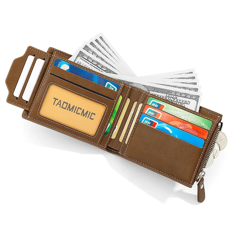 Micro Creative Multi-function Male Wallets PU Leather Purses Short Business Causal Cards Holders Foldable Credentials Men's Bags