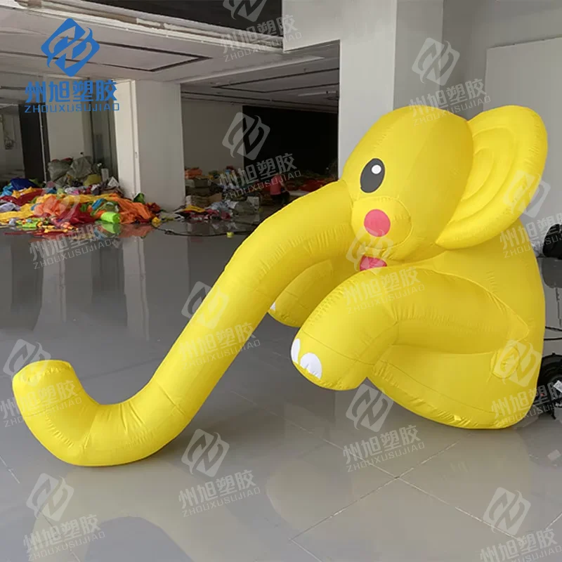 4m Customize yellow cute inflatable elephant long nose elephants cafee beverage drinking store decoration prop