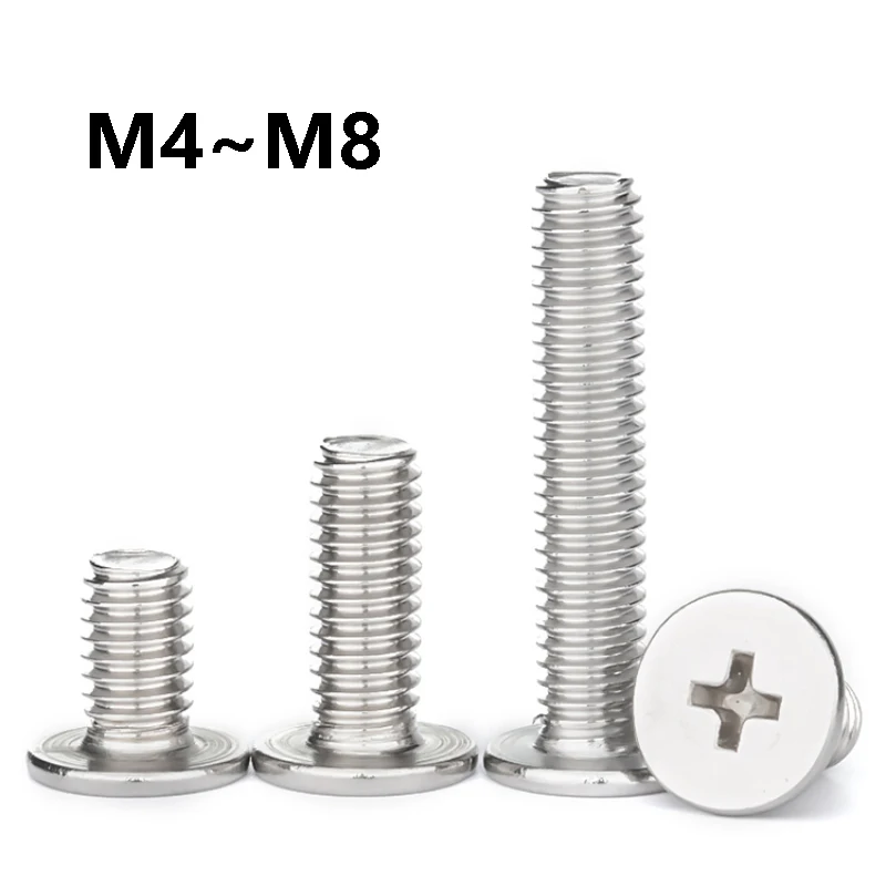 3~30Pcs 304 Stainless Steel Phillips Ultrathin Thin Flat Size Big Head Bolt Screw M4 M5 M6 M8 for Laptop Notebook Phone Glasses