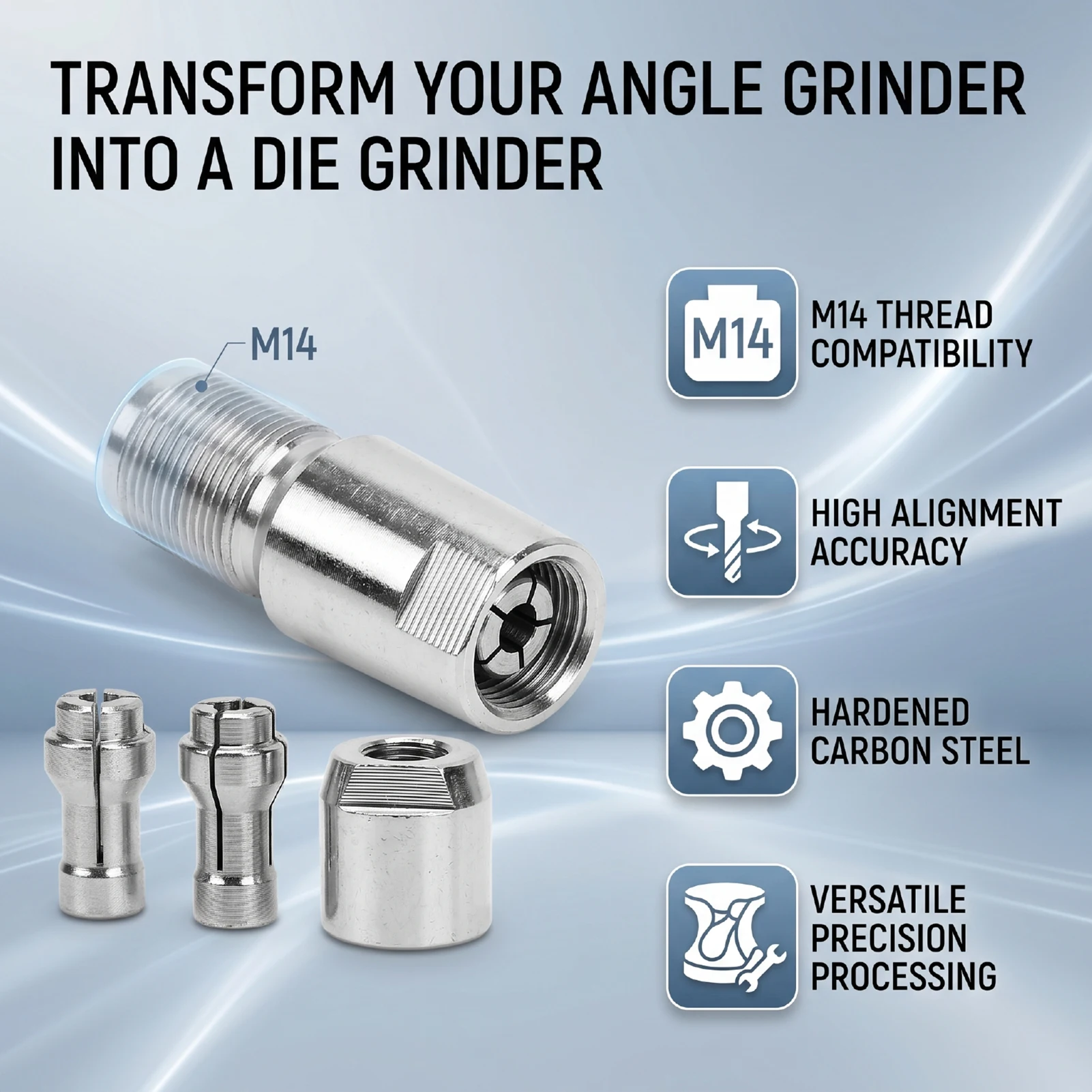 Angle Grinder to Die Grinder Adapter M14 Thread 3MM 6MM Chucks Grinder Conversion Kit Angle Grinder to Die Grinder Adapter