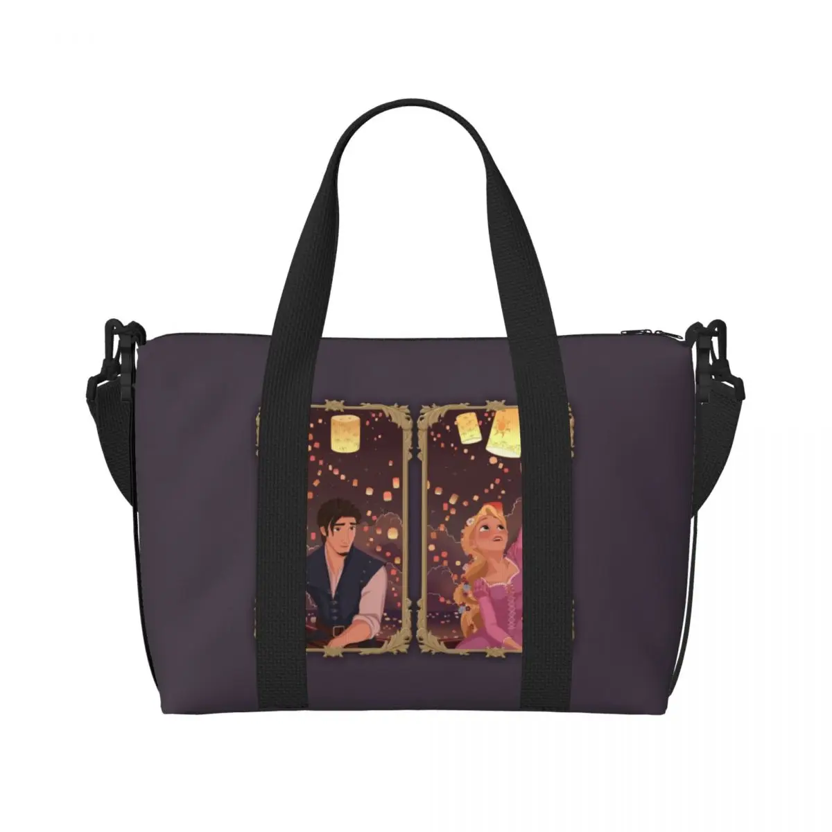 

Custom Princess Tangled Tote Bag Women Large Capacity Cartoon Funny Beach Gym Shoulder Travel Bag