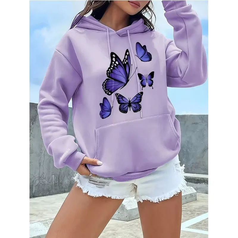 HOFUMIX Graphic Dark Butterfly Pattern Printed Hoodies Women's Vintage Y2k Sweatshirts Casual Hooded Clothes Kawaii Pullovers
