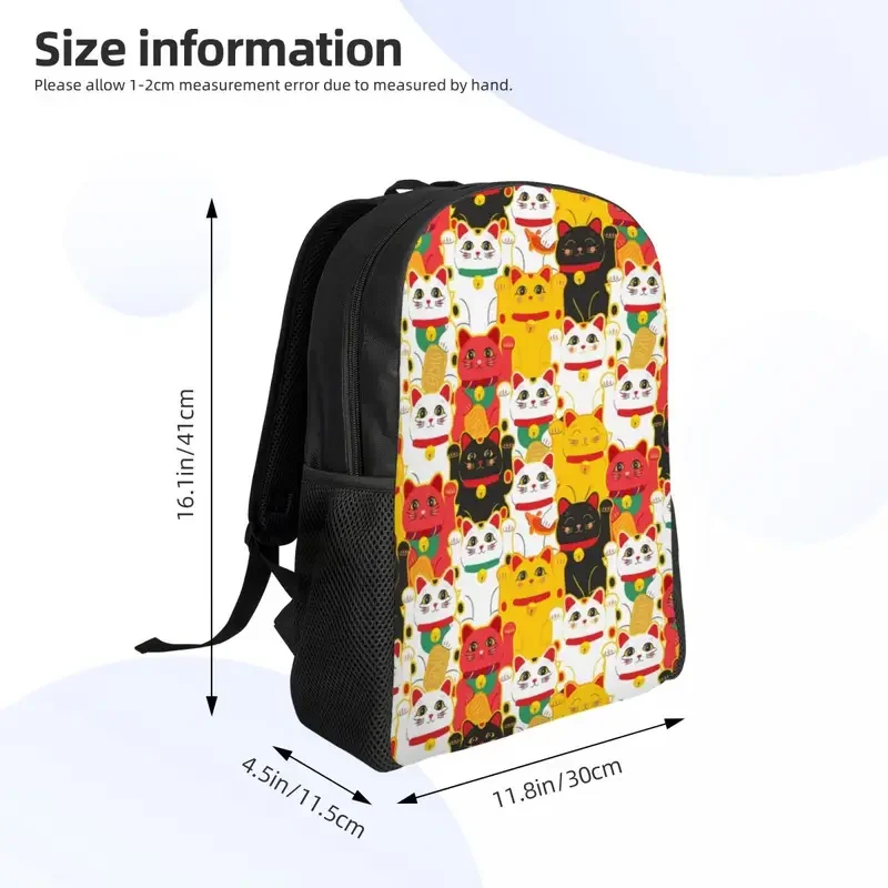 Maneki Neko Waving mochila para niñas y niños, amuletos japoneses de gato de la suerte, bolsas de viaje para la Escuela Universitaria, bolsa de libros para computadora portátil de 15 pulgadas