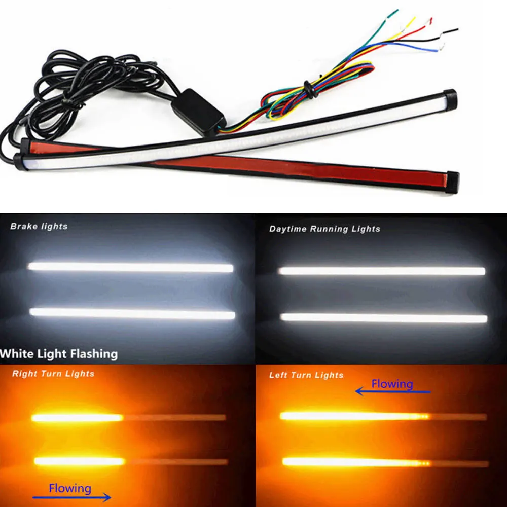 

2X Flexible Switchback LED Knight Rider Strip Light for Headlight Sequential Flasher DRL Flowing Accessories Turn Signal Light