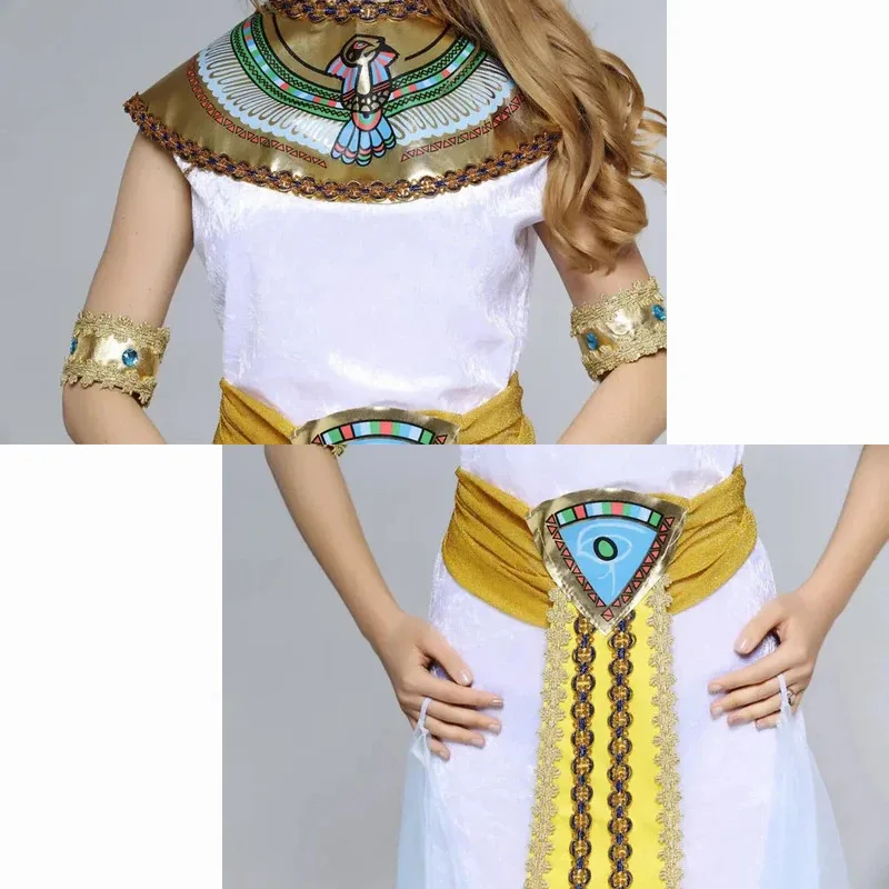 YI01 Umorden Halloween Costumes Ancient Egypt Egyptian Pharaoh King Empress Cleopatra Queen Costume Cosplay Clothing for MeJk8*@