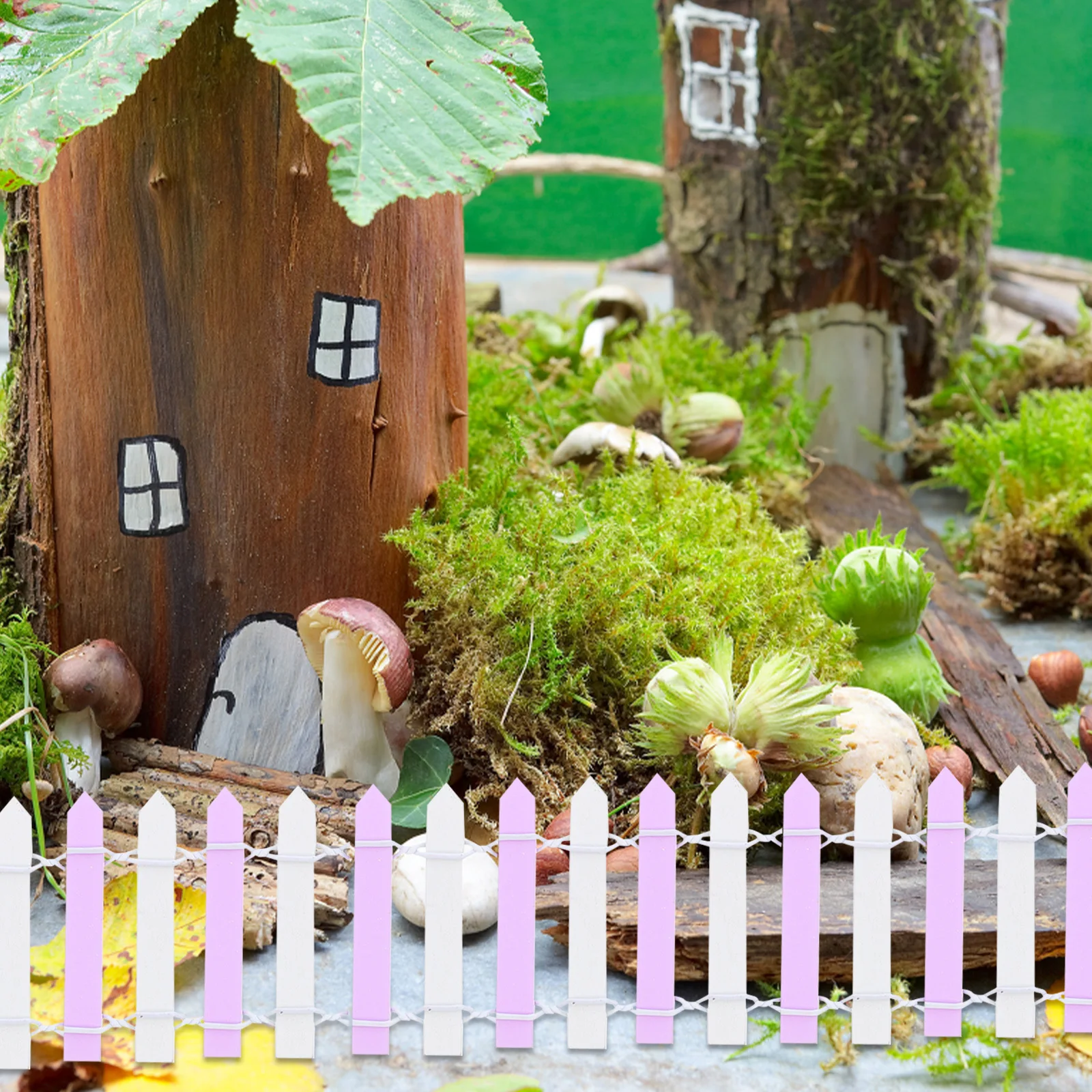 

Миниатюрный деревянный забор, двухцветный дизайн, декоративный мини-забор, идеально подходит для сказочного сада, микропейзаж, небольшие садовые аксессуары, сделай сам