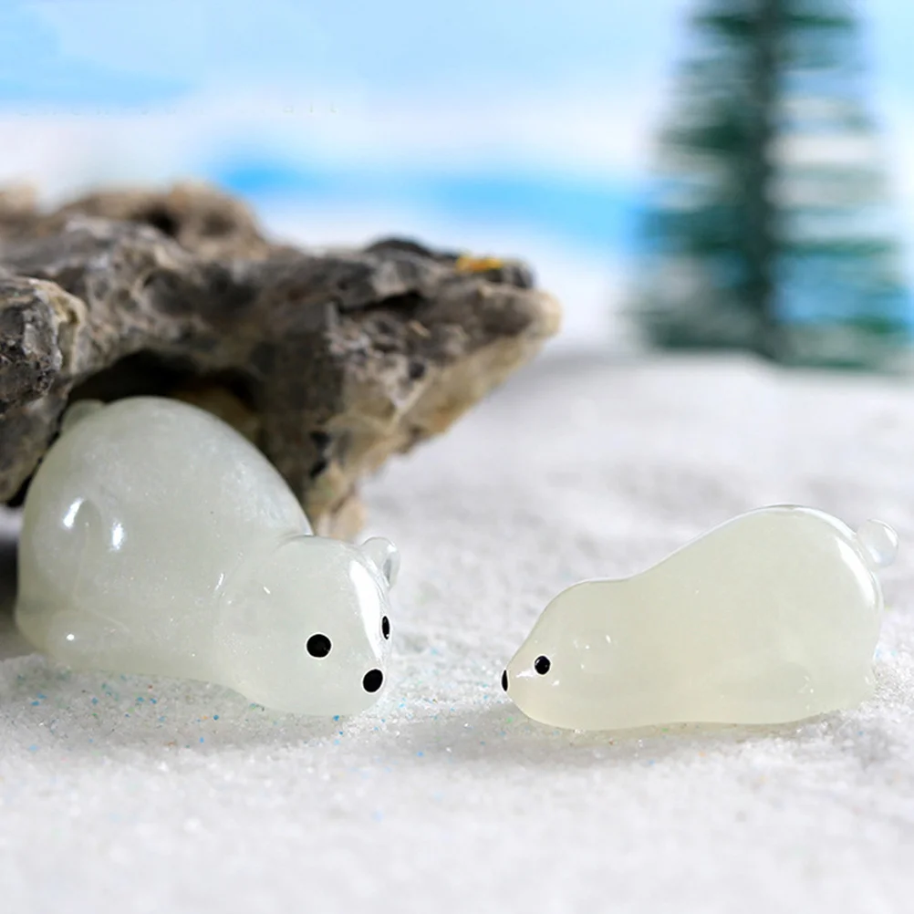 

30pcs Luminous Miniature Bear Resin Arctic Animals Decor For Garden Lawn Desktop Fish Tank Micro Landscape Ornament