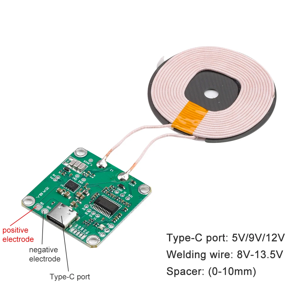 20W wysokiej mocy 5V 12V szybki moduł ładowarka nadajnik ładowanie bezprzewodowe typu c USB + cewka Qi uniwersalny do bateria do telefonu samochodu