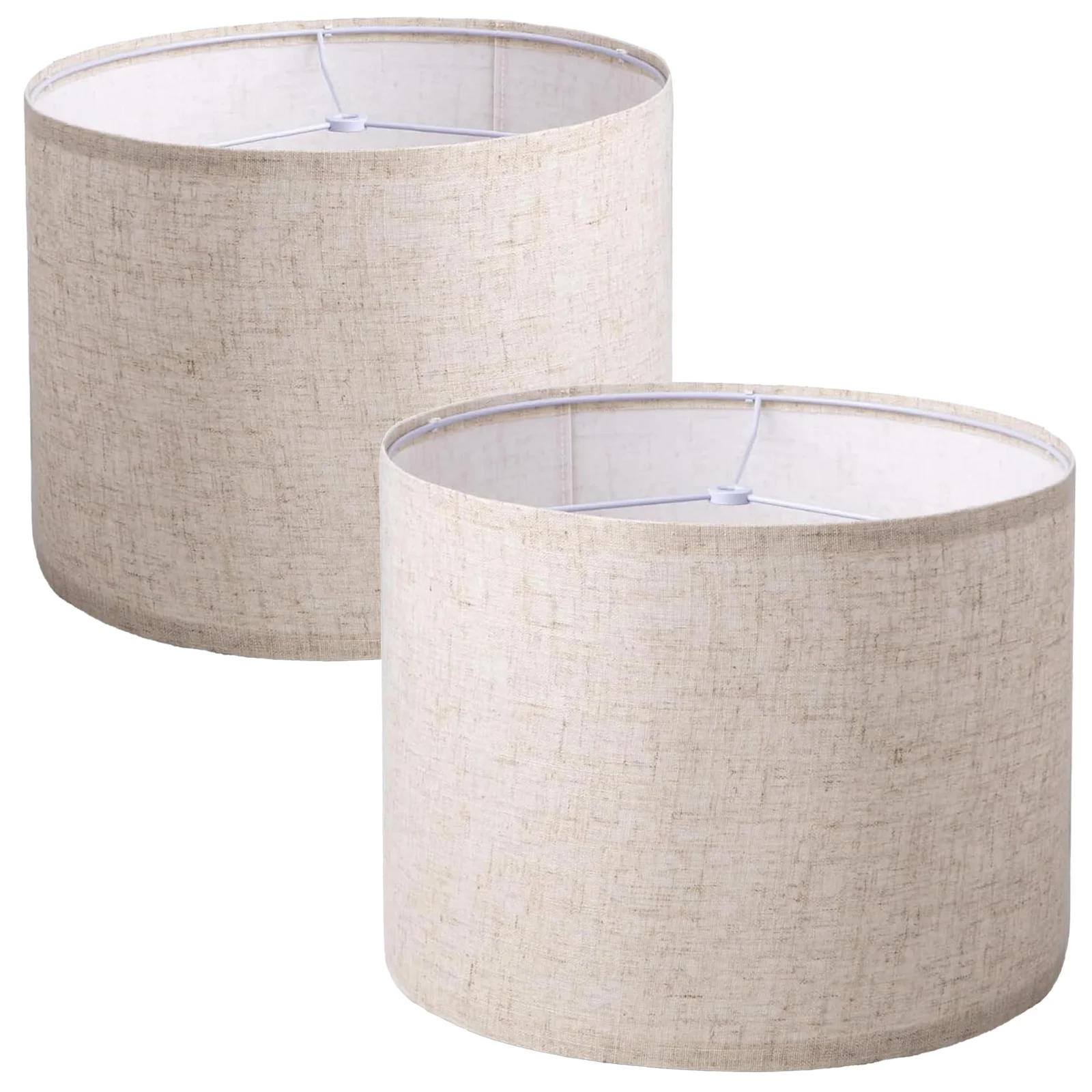 Oatmeal Linen Drum Lamp Shades,Classic Farmhouse Style for Bedside,Floor Lamps,Natural Textured Fabric for Warm, Soft Lighting