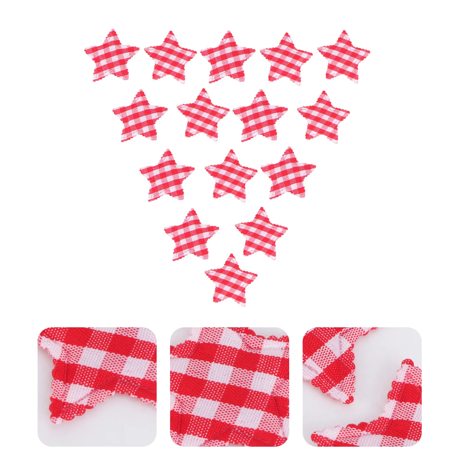 

50Pcs Embossed Five Pointed Star Red Lattice Cloth Christmas Adornment Xmas Decoration Party Supplies Home Office School