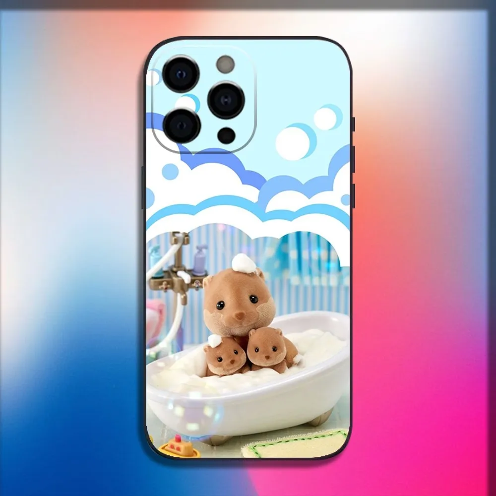 Cartoon S-Sylvanian-F-Families Phone Case For iPhone 16,15,14,13,12,11,Pro,X,XS,Max,XR,Plus,Mini Soft Black Cover