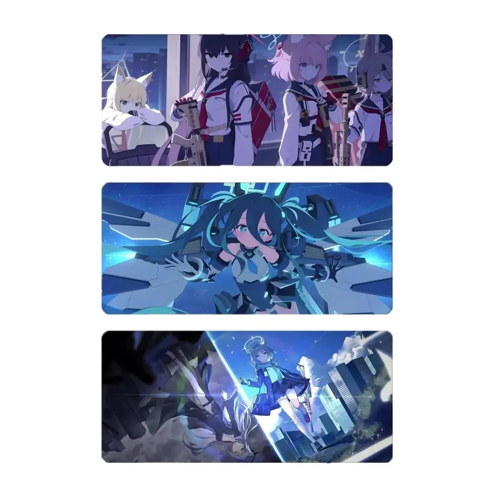 school moe tactical anime B-Blue Archive Mouse Pad Large Gaming Mousepad with Stitched Edges Thickened Desk Mat PC