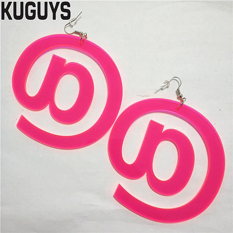 Big Dangle Drop Earrings for Women Girls Neon Green Hot Pink Round Fashion @ Jewelry Acrylic HipHop Dancer DJ DS Accessories