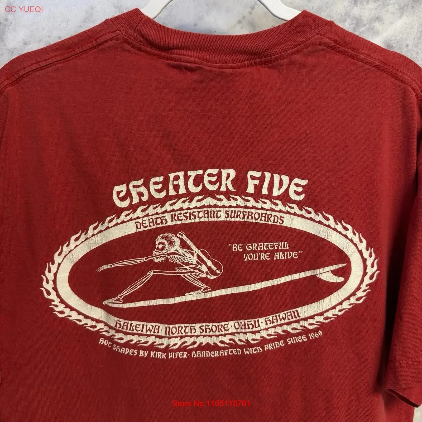 Vintage Y2K Cheater Five Surf T Shirt Mens Large Red USA long or short sleeves vintage Washed Soft Comfortable Slightly fashion