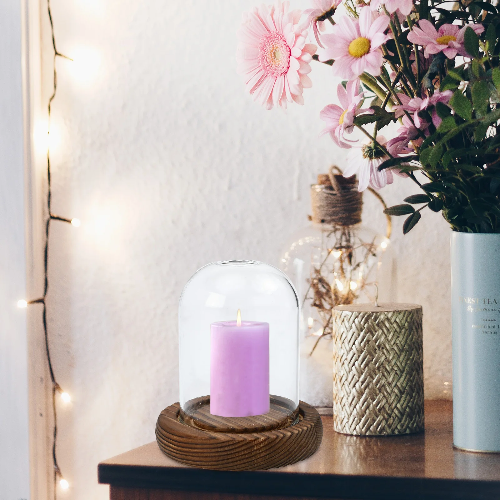 

Glass Candlestick Aromatherapy Holder Vintage Decor Bell Shaped Cloche Dome Wax Cup Household Wedding Wax Long Lasting