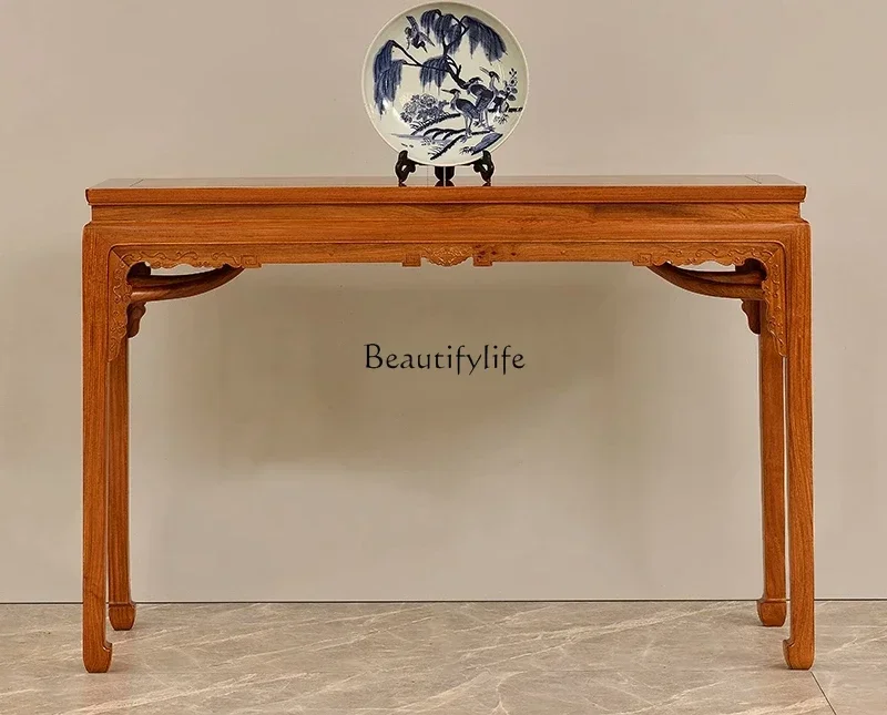 

LXMyanmar flower pear table offering table flat head case solid wood Ming and Qing Dynasty antique Chinese incense case