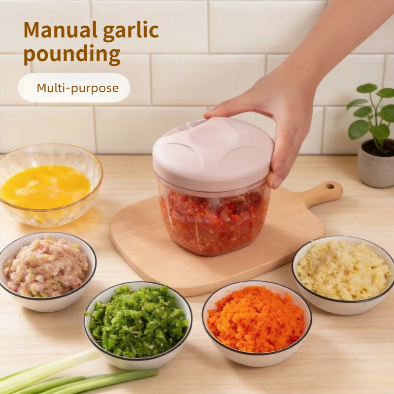 Large Manual Garlic Crusher Mincer Durable Kitchen Garlic Masher Meat Grinder Multi-Function Easy Clean Baby Food Mini Processor