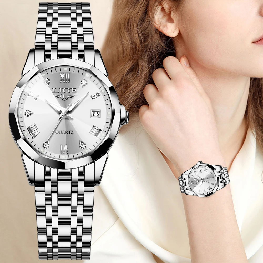 Relogio feminino LIGE Business Women's Watches Top Brand Luxury Waterproof Sport Quartz Watch For Women Simple Date Watch Ladies