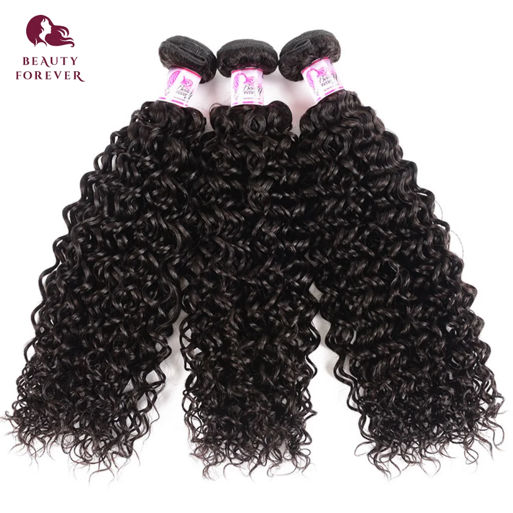 

BEAUTY FOREVER Peruvian Curly Hair Weave Bundles 3 pcs Natural Color 100% Virgin Human Hair Extension 8-26 inch