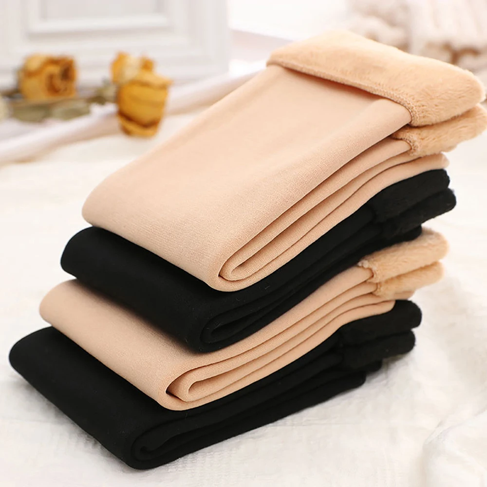 4 Paar Damen-Wintersocken, dick, thermisch, aus Nylon, einfarbig, weiche Schneevelours-Stiefelsocken, schwarze Schlafsocken