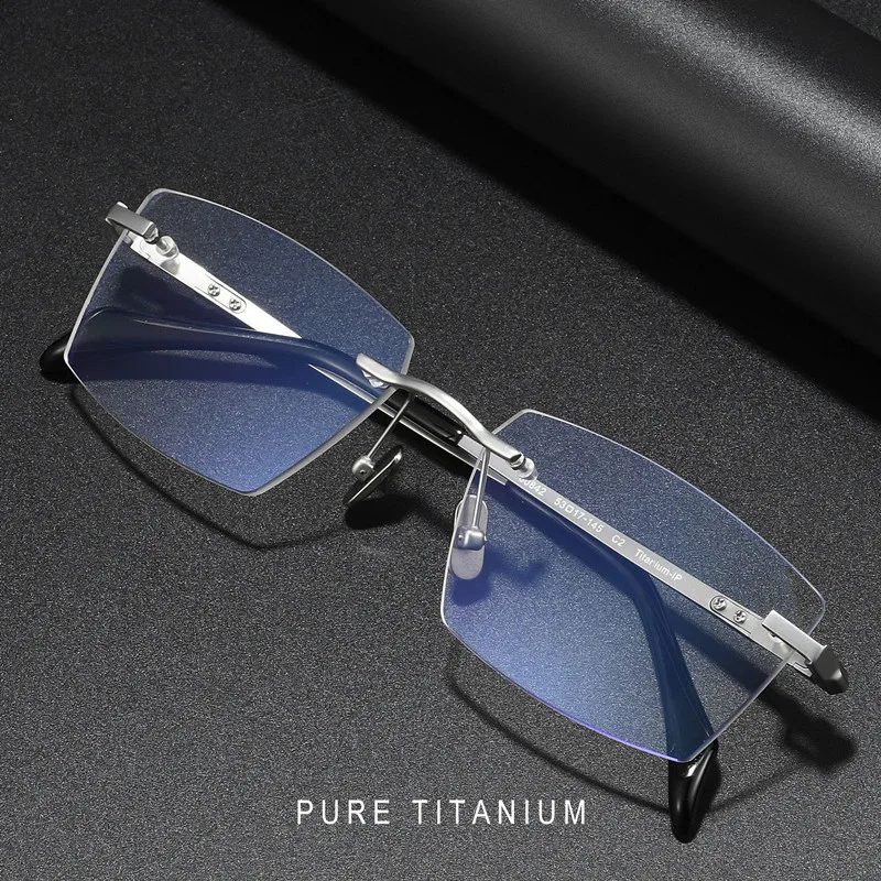 Pure titanium frameless men's business prescription glasses can be customized for myopia astigmatism MR-8 progressive