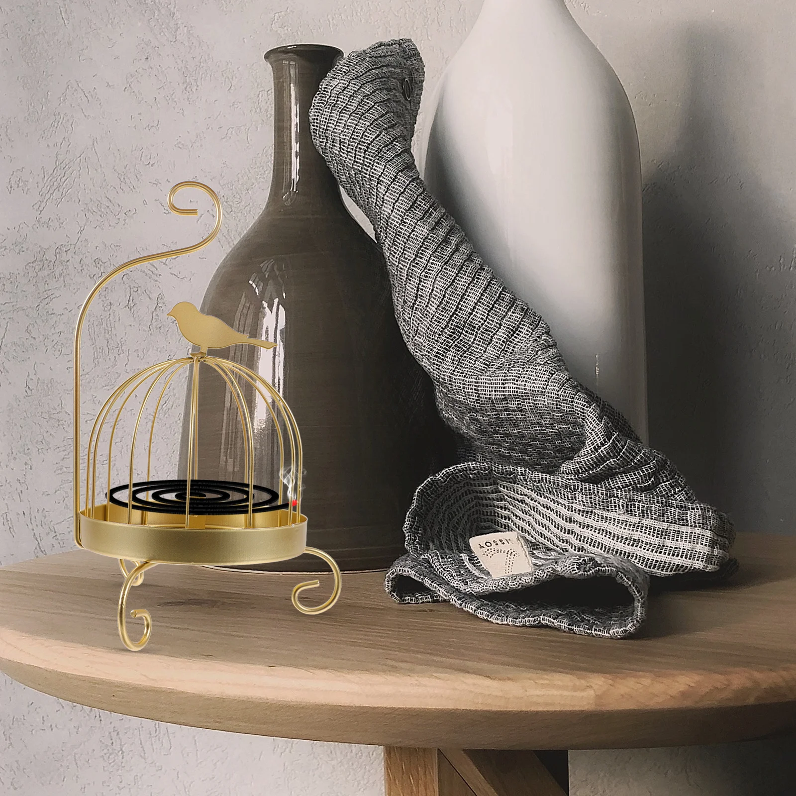 

Holder Incense Holder Retro Portable Iron Burner Heat Insulating Sturdy Mosquito Coils Rack With Bottom Base Birdcage Design
