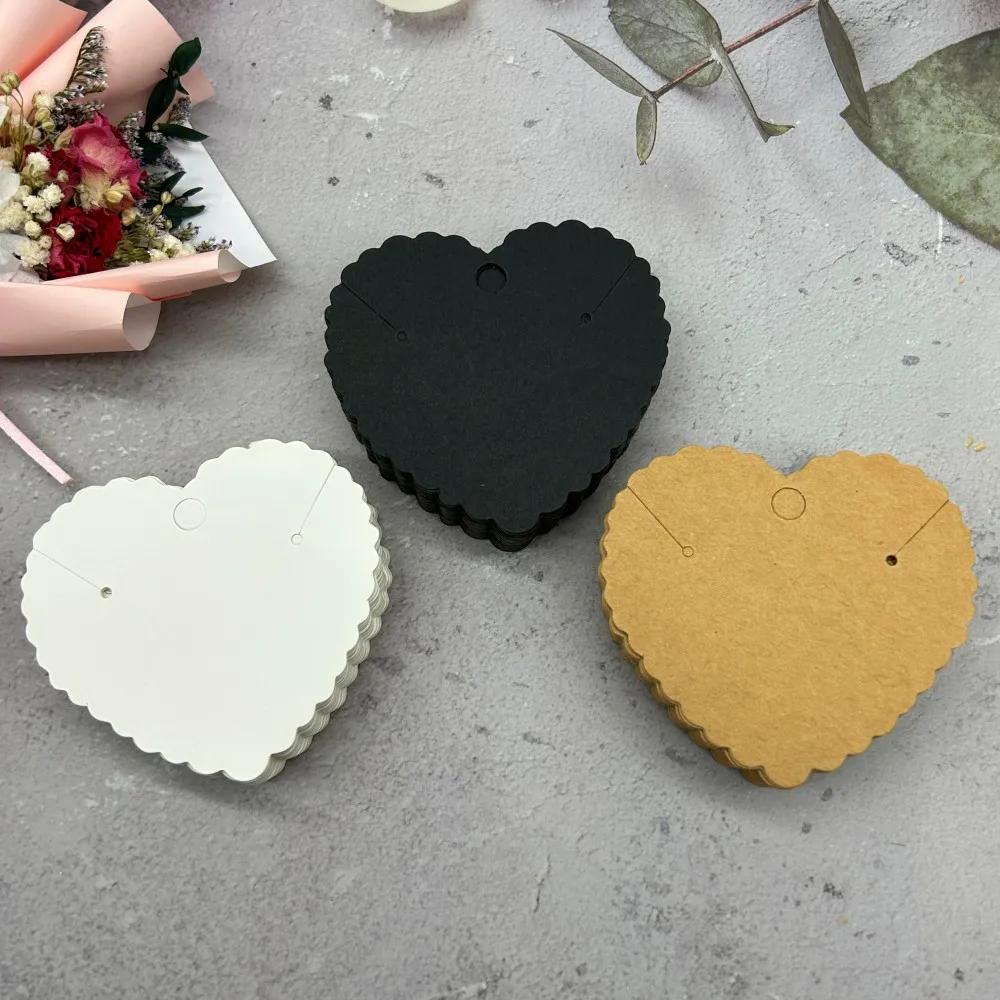 50Pcs  Brown/Black/White Color Paper Pendant Packaging Cards Fashion Jewelry Display Paper Cardboard Necklace Cards