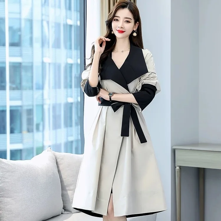 

Cropped Trench Coat Clothes Woman Lined Newest Over-Knee Arrival Middle-Aged Pressed Styles Ol Party Club Woven Coatwear Hot