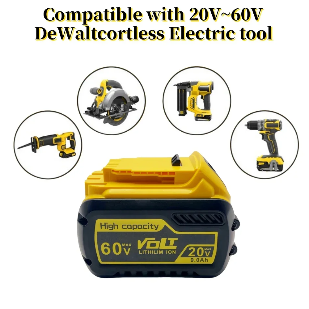 Batería de 60V para Dewalt 60V DCB606 9000mAh 20V MAX Li-ion batería DCB200 DCB609 DCB205 DCB204 DCB206 para herramientas eléctricas Dewalt 20V