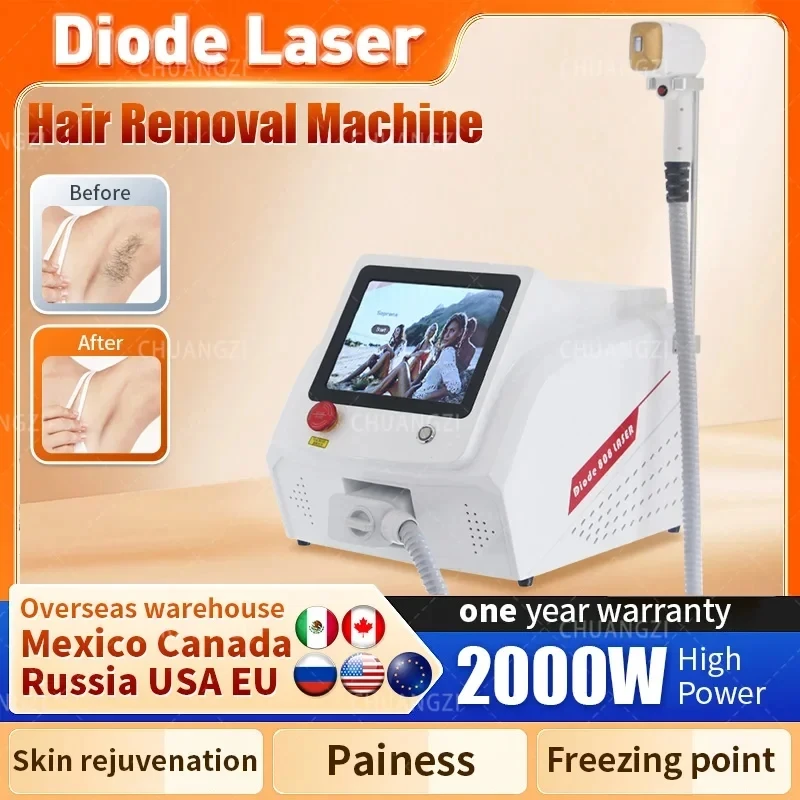 

2024 NEWEST Painless 808 2000W Diode Laser Beauty Instrument Ice Titanium 755 1064 Nano Permanent Hair Removal Machine