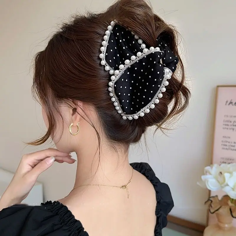1 Stück Damen-Haarklammern, gepunktet, Perle, elegant, süß, sanft, modisch, Haarklammern, einfach, vielseitig, Haarschmuck für Mädchen