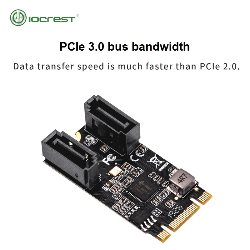 IOCREST 2 Port SATA III 6 Gb/s M.2 22X42 M Key dan B Key Controller Adapter Card SATA 6G Internal