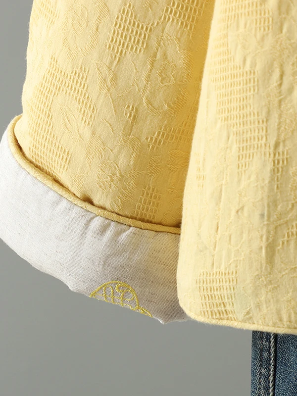 Loose Chinese Sle Cotton Jaet Women's Faionable Embroidered Gourd Patterned Outerwear Long Sve Regular Fit Coat