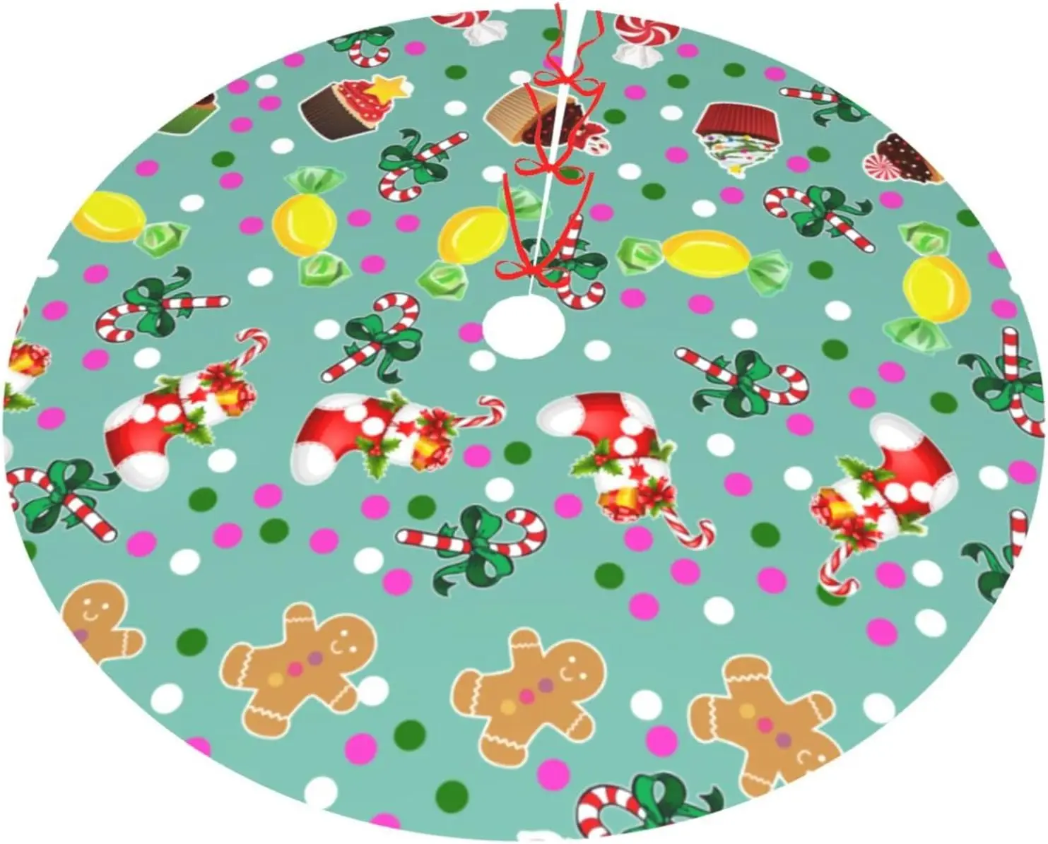 Grappige Kerst Snack Gingerbread Man Cake Candy Cane Tree Rok 36 Inch Groene Kerstboom Rokken voor Nieuwjaar Kerstfeest