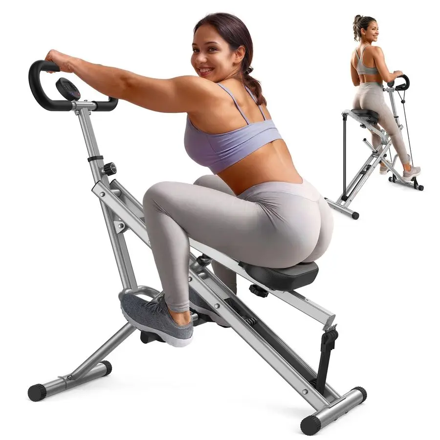 

Squat Machine, Squat Assist Rower for Glutes and Thighs, Foldable Exercise Equipment w Four Adjustable Resistance for Home