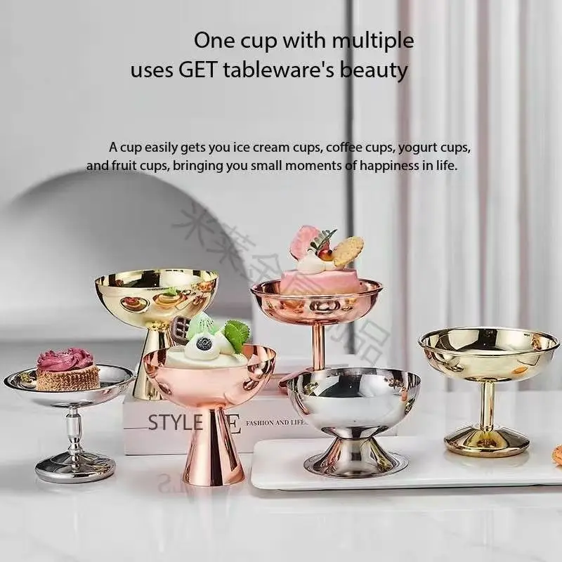 Nordic Western Restaurant Dessert Cup Ice Cream Cup 304 Stainless Steel Pudding Tall Dim Sum Salad