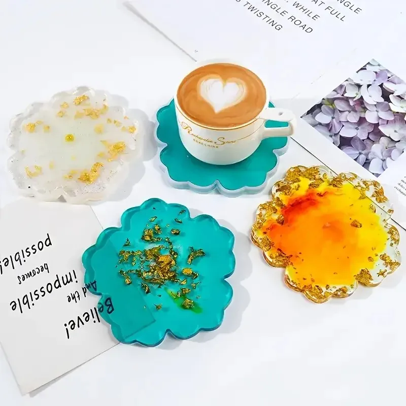 2026 Latest Models DIY Flower Shape Coaster Mold Silicone for Epoxy Resin Handmade Craft Fruit Dish Clay Plaster Casting Mould