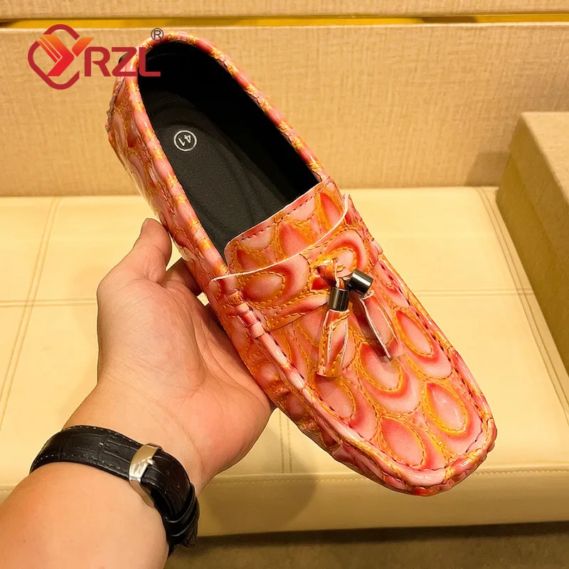 YRZL Black Loafers Men Comfort Moccasins High Quality Tassel Handmade PU Leather Shoes Men Flat Slip on Driving Loafers for Men