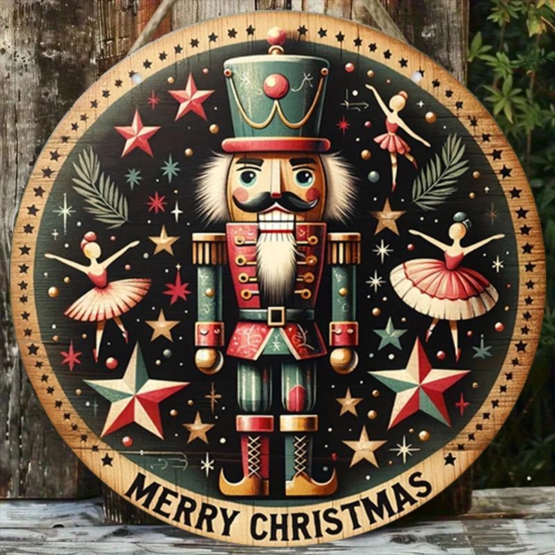 لافتة تعليق على الحائط لتزيين كسارة البندق لعيد الميلاد العتيق - لوحة ترحيب مصنوعة من الخشب مع موضوع كسارات البندق، متعددة الأغراض #4