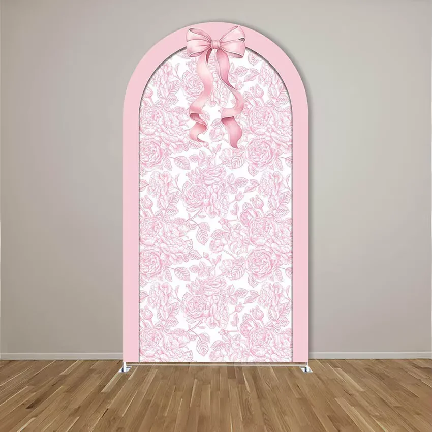 

Mehofond на заказ, 2-сторонний розовый бант с цветочным узором для девочек, день рождения, вечеринка, чехол для детского душа, арка Chiara, фон, декор, фон