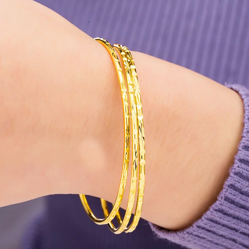 AU750 Gold Starry Bohemian Women\'s Bracelet Original Design 24K Gold Closed Bracelet Does Not Fade 999 Jewelry Wholesale