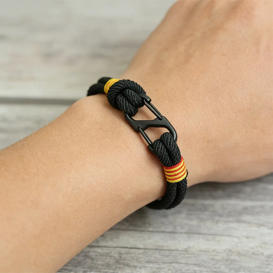 Men Threaded Nylon Cord Bracelet Detachable Carabiner Buckle Survival Rope Wristband Outdoor Minimalist Male Jewelry Gift
