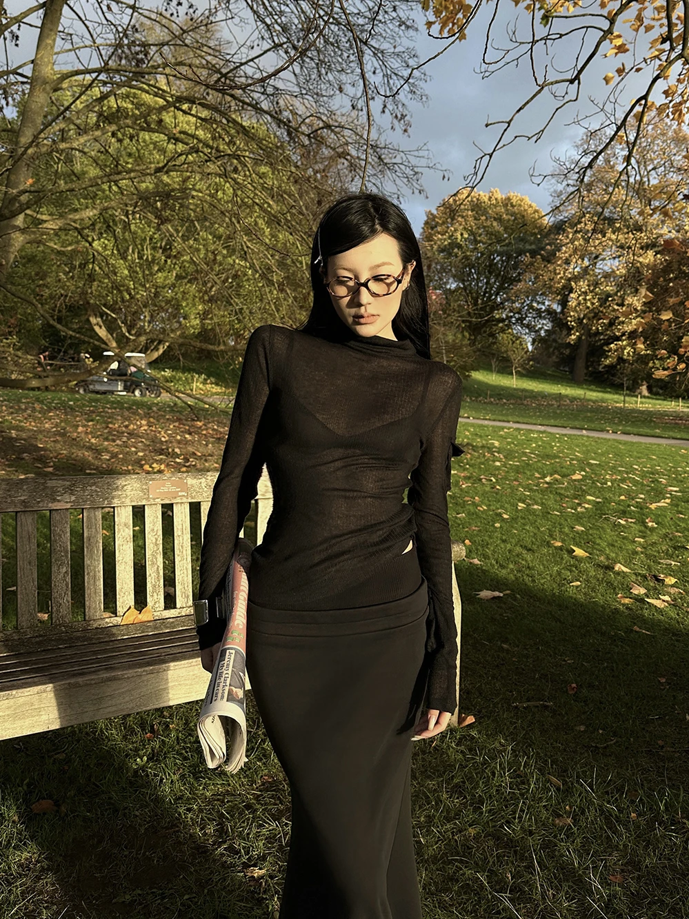 

Fanptntox Long Sve Slim Fit Base irt Женская модная полупрозрачная зимняя футболка Street Sle с высоким воротником