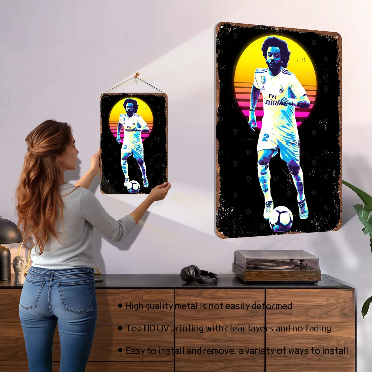 مارسيلو ريترو ملصق فني لكرة القدم علامة معدنية مخصصة لكرة القدم صفيح علامات جدار الفن الديكور زينة للمنزل رجل الكهف