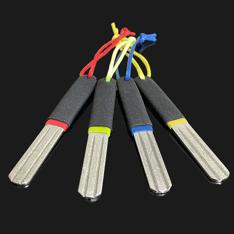 

4 шт./компл. алмазный шлифовальный инструмент для крючка-напильник для рыболовных крючков, шлифовальный камень, двухцветная ручка, шлифовальный камень, двусторонний напильник
