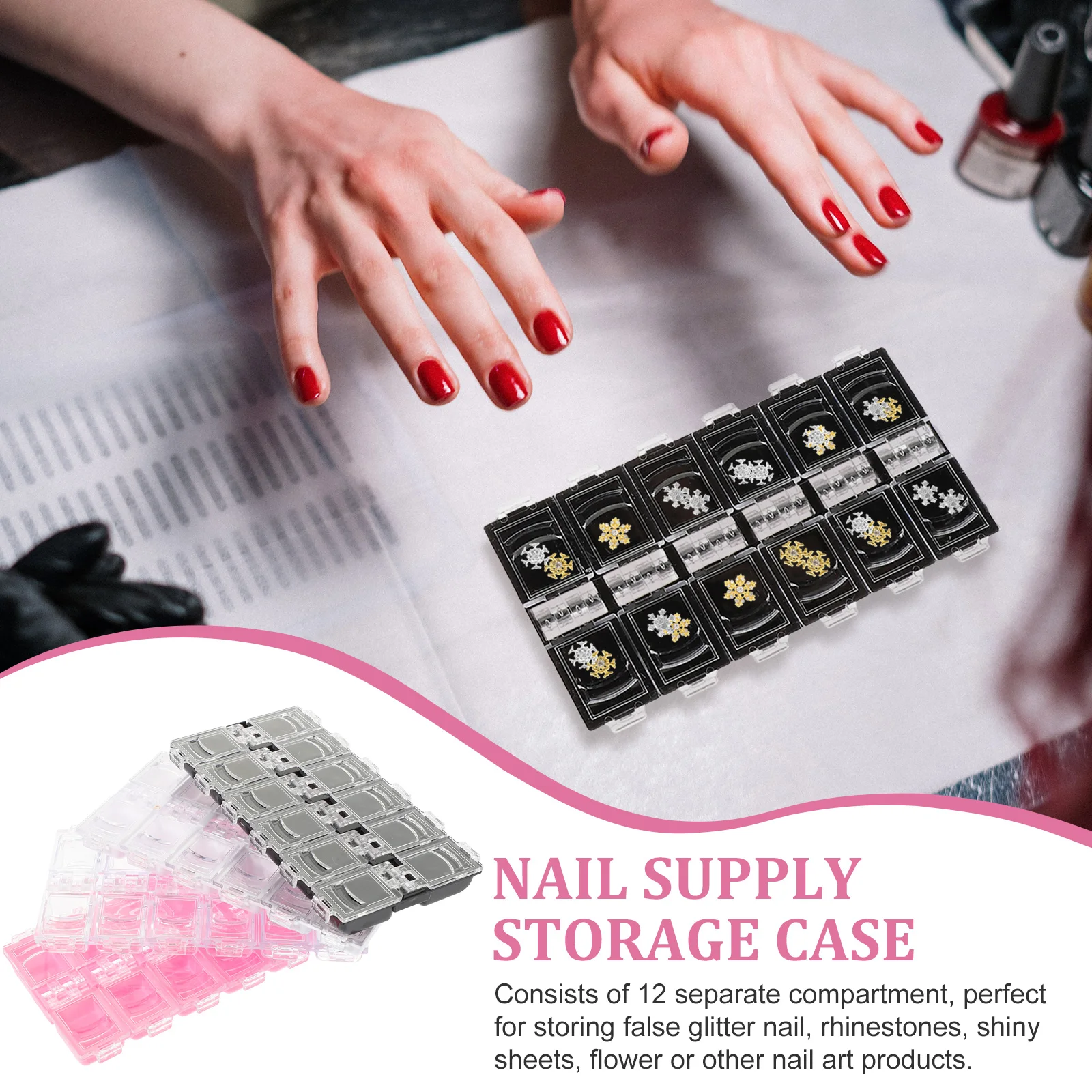

4 Pcs/pack Nail Art Accessories Storage Box Manicure Organizer Tools Holder Bolt