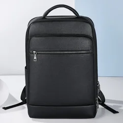 2024 New Luxury Brand Real Cow Genuine Leather Men Backpacks Student Backpack Boy Luxury 15.6 Inch Computer Laptop Bag